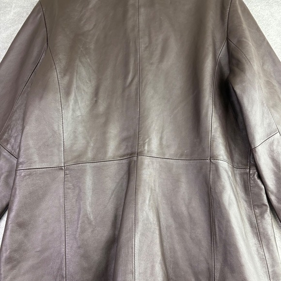 Brooks 346 Womens L Brown Leather Jacket Full Zip Collared Long Sleeve Classic - Picture 5 of 10